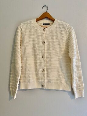 Classic Cream Button-Front Knit Sweater